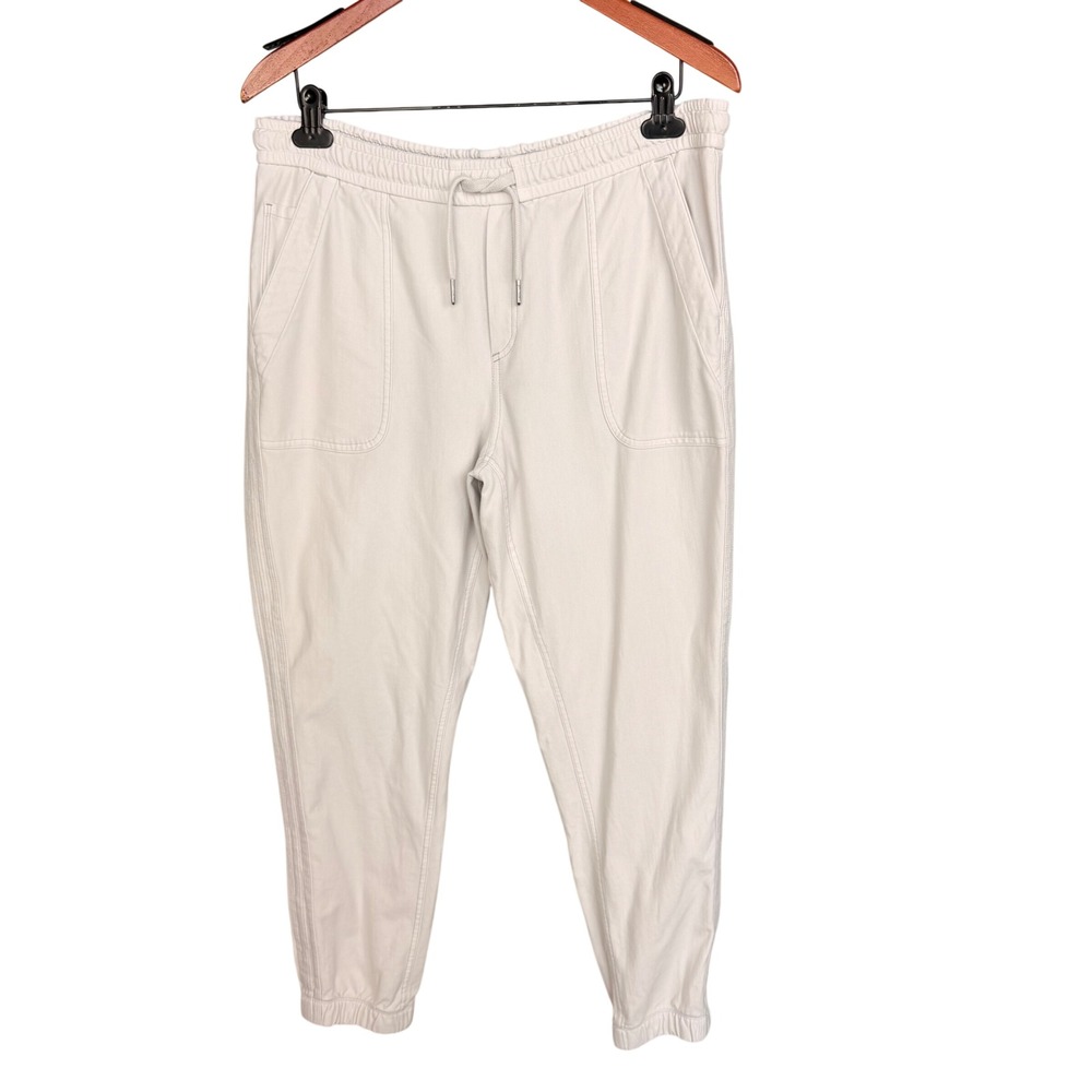 Athleta Farallon Jogger Pants Birch Grey Cotton Spandex Size 14 Relaxed Fit